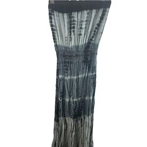 Beach by Exist Black & Gray Tie Dye Smocked Strapless Dress Women's Size Small